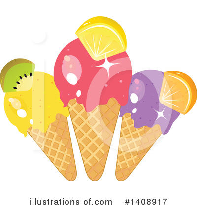 Waffle Ice Cream Cone Clipart #1408917 by Melisende Vector