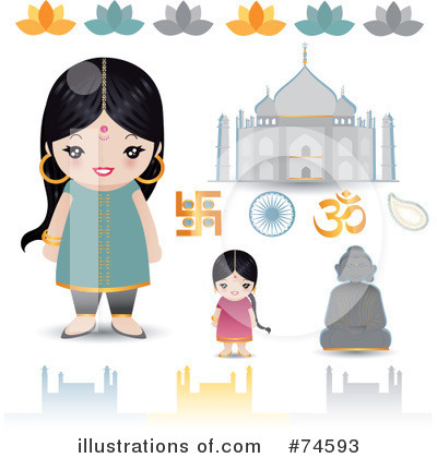 Royalty-Free (RF) Indian Woman Clipart Illustration by Melisende Vector - Stock Sample #74593