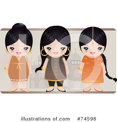Royalty-Free (RF) Indian Women Clipart Illustration by Melisende Vector - Stock Sample #74596