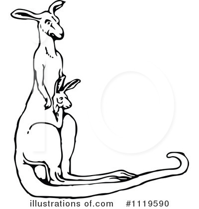 Royalty-Free (RF) Kangaroo Clipart Illustration by Prawny Vintage - Stock Sample #1119590