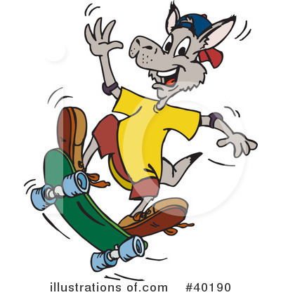 Skateboarding Clipart #40190 by Dennis Holmes Designs
