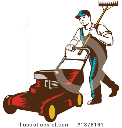 Lawn Mower Clipart #1378161 by patrimonio