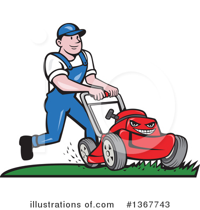 Royalty-Free (RF) Lawn Mower Clipart Illustration by patrimonio - Stock Sample #1367743