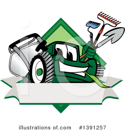 Royalty-Free (RF) Lawn Mower Clipart Illustration by Mascot Junction - Stock Sample #1391257