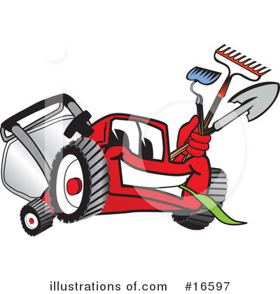 Royalty-Free (RF) Lawn Mower Clipart Illustration by Mascot Junction - Stock Sample #16597