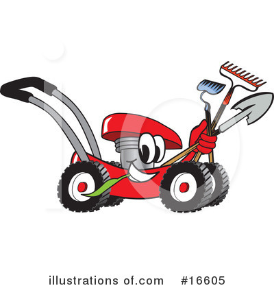 Royalty-Free (RF) Lawn Mower Clipart Illustration by Mascot Junction - Stock Sample #16605