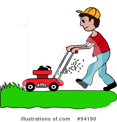 Royalty-Free (RF) Lawn Mowing Clipart Illustration by Pams Clipart - Stock Sample #94190