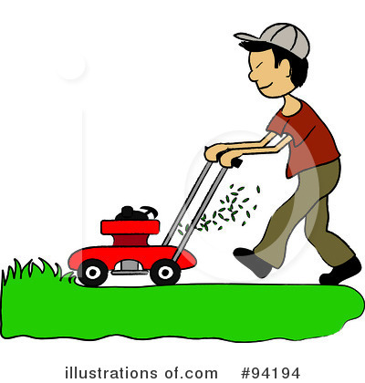 Royalty-Free (RF) Lawn Mowing Clipart Illustration by Pams Clipart - Stock Sample #94194