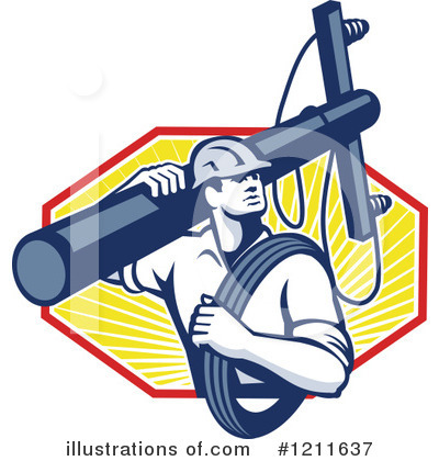 Royalty-Free (RF) Lineman Clipart Illustration by patrimonio - Stock Sample #1211637