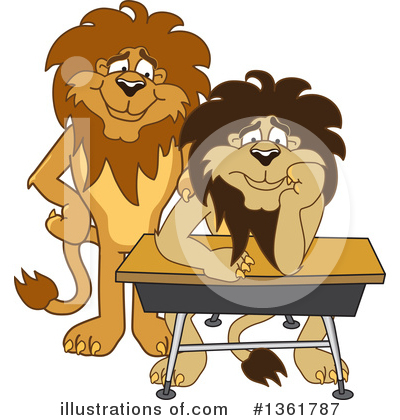 Royalty-Free (RF) Lion School Mascot Clipart Illustration by Mascot Junction - Stock Sample #1361787