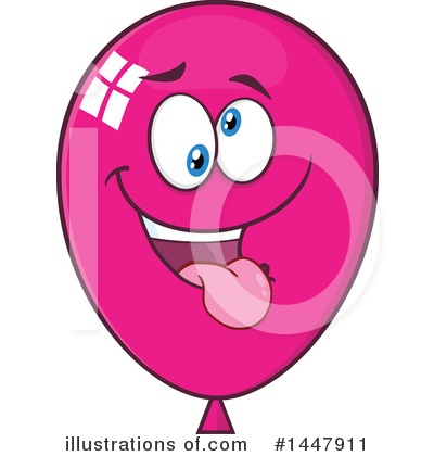 Royalty-Free (RF) Magenta Party Balloon Clipart Illustration by Hit Toon - Stock Sample #1447911