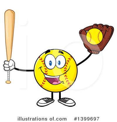 Softball Character Clipart #1399697 by Hit Toon