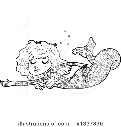 Royalty-Free (RF) Mermaid Clipart Illustration by lineartestpilot - Stock Sample #1337330