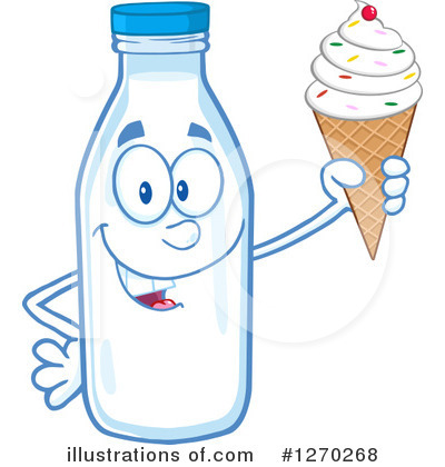 Royalty-Free (RF) Milk Bottle Character Clipart Illustration by Hit Toon - Stock Sample #1270268