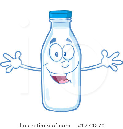 Royalty-Free (RF) Milk Bottle Character Clipart Illustration by Hit Toon - Stock Sample #1270270