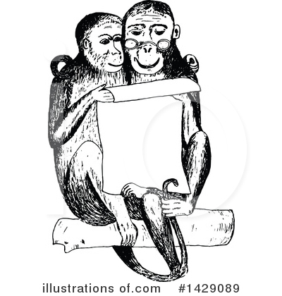 Royalty-Free (RF) Monkey Clipart Illustration by Prawny Vintage - Stock Sample #1429089