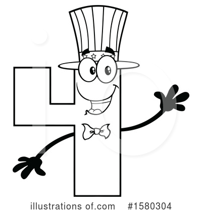 Royalty-Free (RF) Number Four Clipart Illustration by Hit Toon - Stock Sample #1580304