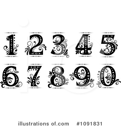 Vintage Numbers Clipart #1091831 by Vector Tradition SM