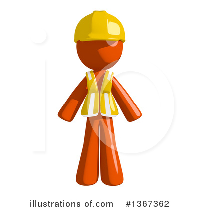 Royalty-Free (RF) Orange Construction Worker Clipart Illustration by Leo Blanchette - Stock Sample #1367362