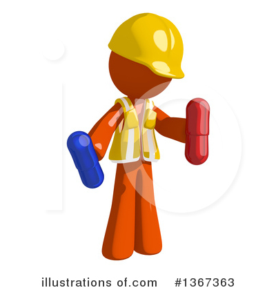 Royalty-Free (RF) Orange Construction Worker Clipart Illustration by Leo Blanchette - Stock Sample #1367363