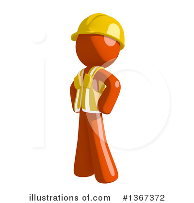 Royalty-Free (RF) Orange Construction Worker Clipart Illustration by Leo Blanchette - Stock Sample #1367372