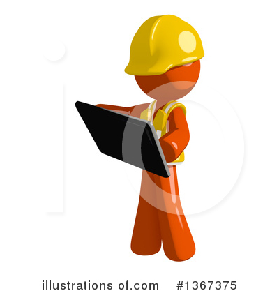 Royalty-Free (RF) Orange Construction Worker Clipart Illustration by Leo Blanchette - Stock Sample #1367375