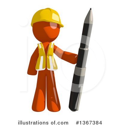 Contractor Orange Man Clipart #1367384 by Leo Blanchette
