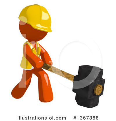 Royalty-Free (RF) Orange Construction Worker Clipart Illustration by Leo Blanchette - Stock Sample #1367388