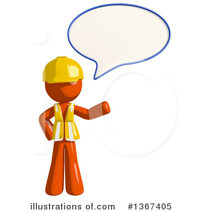 Royalty-Free (RF) Orange Construction Worker Clipart Illustration by Leo Blanchette - Stock Sample #1367405