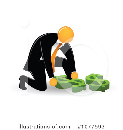 Royalty-Free (RF) Orange Faceless Businessman Clipart Illustration by Qiun - Stock Sample #1077593