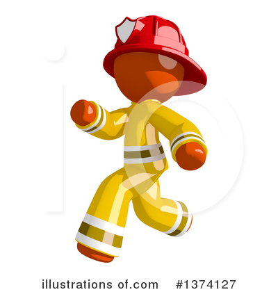 Royalty-Free (RF) Orange Man Firefighter Clipart Illustration by Leo Blanchette - Stock Sample #1374127