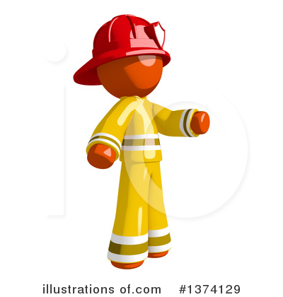 Royalty-Free (RF) Orange Man Firefighter Clipart Illustration by Leo Blanchette - Stock Sample #1374129