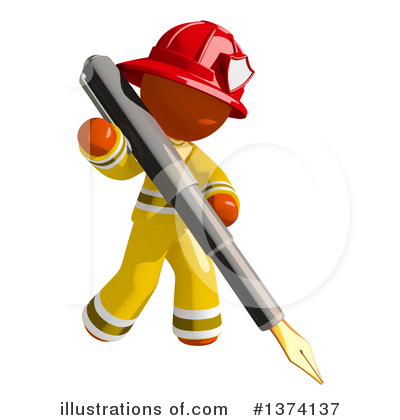 Royalty-Free (RF) Orange Man Firefighter Clipart Illustration by Leo Blanchette - Stock Sample #1374137