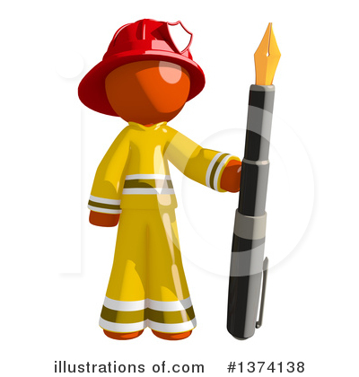 Royalty-Free (RF) Orange Man Firefighter Clipart Illustration by Leo Blanchette - Stock Sample #1374138