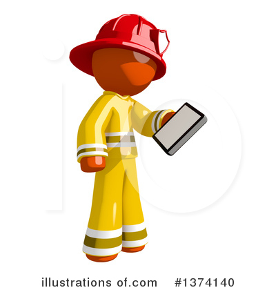 Royalty-Free (RF) Orange Man Firefighter Clipart Illustration by Leo Blanchette - Stock Sample #1374140