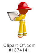 Orange Man Firefighter Clipart #1374141 by Leo Blanchette