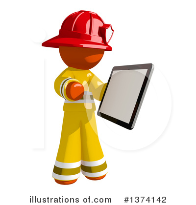 Royalty-Free (RF) Orange Man Firefighter Clipart Illustration by Leo Blanchette - Stock Sample #1374142