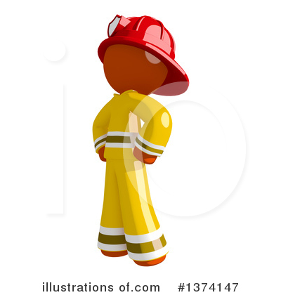 Royalty-Free (RF) Orange Man Firefighter Clipart Illustration by Leo Blanchette - Stock Sample #1374147