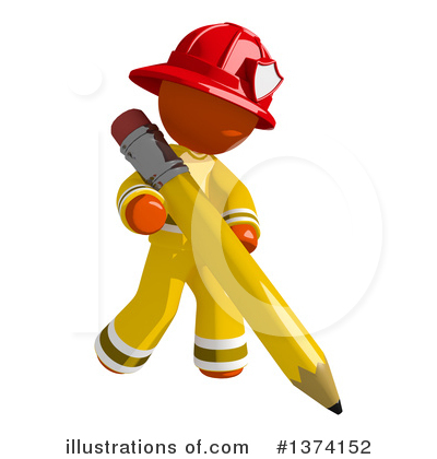 Royalty-Free (RF) Orange Man Firefighter Clipart Illustration by Leo Blanchette - Stock Sample #1374152