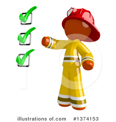 Royalty-Free (RF) Orange Man Firefighter Clipart Illustration by Leo Blanchette - Stock Sample #1374153