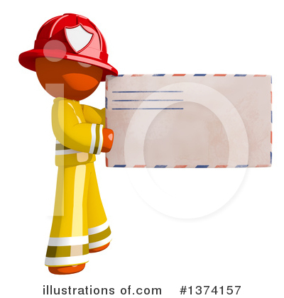 Royalty-Free (RF) Orange Man Firefighter Clipart Illustration by Leo Blanchette - Stock Sample #1374157