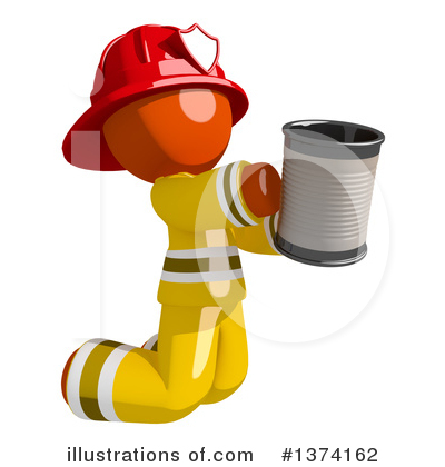 Royalty-Free (RF) Orange Man Firefighter Clipart Illustration by Leo Blanchette - Stock Sample #1374162