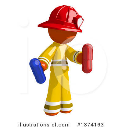 Royalty-Free (RF) Orange Man Firefighter Clipart Illustration by Leo Blanchette - Stock Sample #1374163