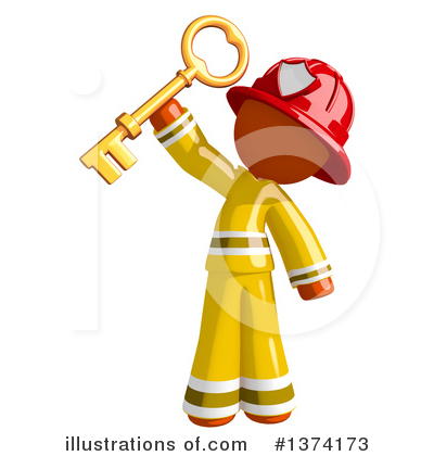 Royalty-Free (RF) Orange Man Firefighter Clipart Illustration by Leo Blanchette - Stock Sample #1374173