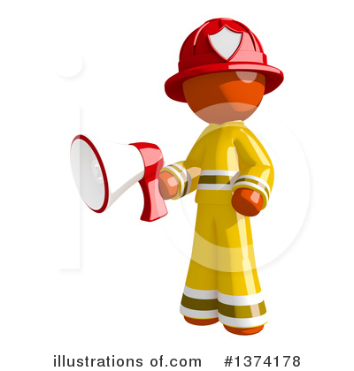 Royalty-Free (RF) Orange Man Firefighter Clipart Illustration by Leo Blanchette - Stock Sample #1374178