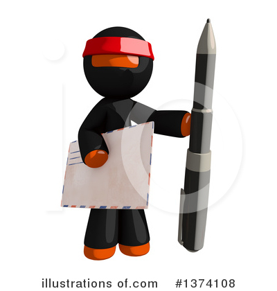 Royalty-Free (RF) Orange Man Ninja Clipart Illustration by Leo Blanchette - Stock Sample #1374108