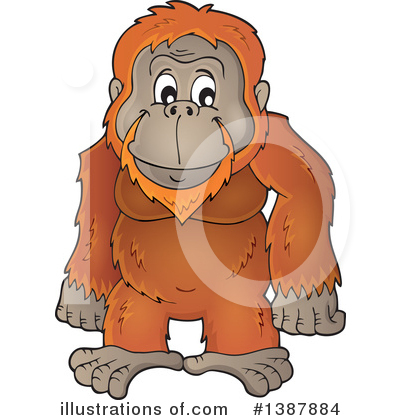 Royalty-Free (RF) Orangutan Clipart Illustration by visekart - Stock Sample #1387884