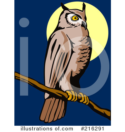 Royalty-Free (RF) Owl Clipart Illustration by patrimonio - Stock Sample #216291