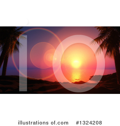 Ocean Sunset Clipart #1324208 by KJ Pargeter