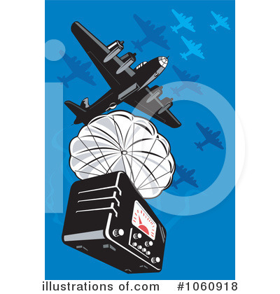 Royalty-Free (RF) Parachute Clipart Illustration by patrimonio - Stock Sample #1060918